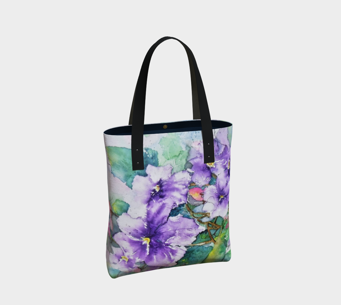 Vegan leather tote bag clematis