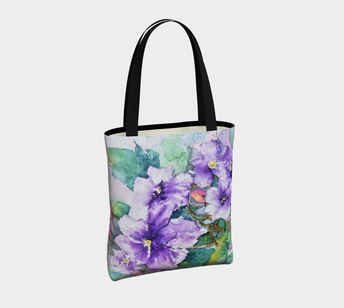 Vegan leather tote bag clematis