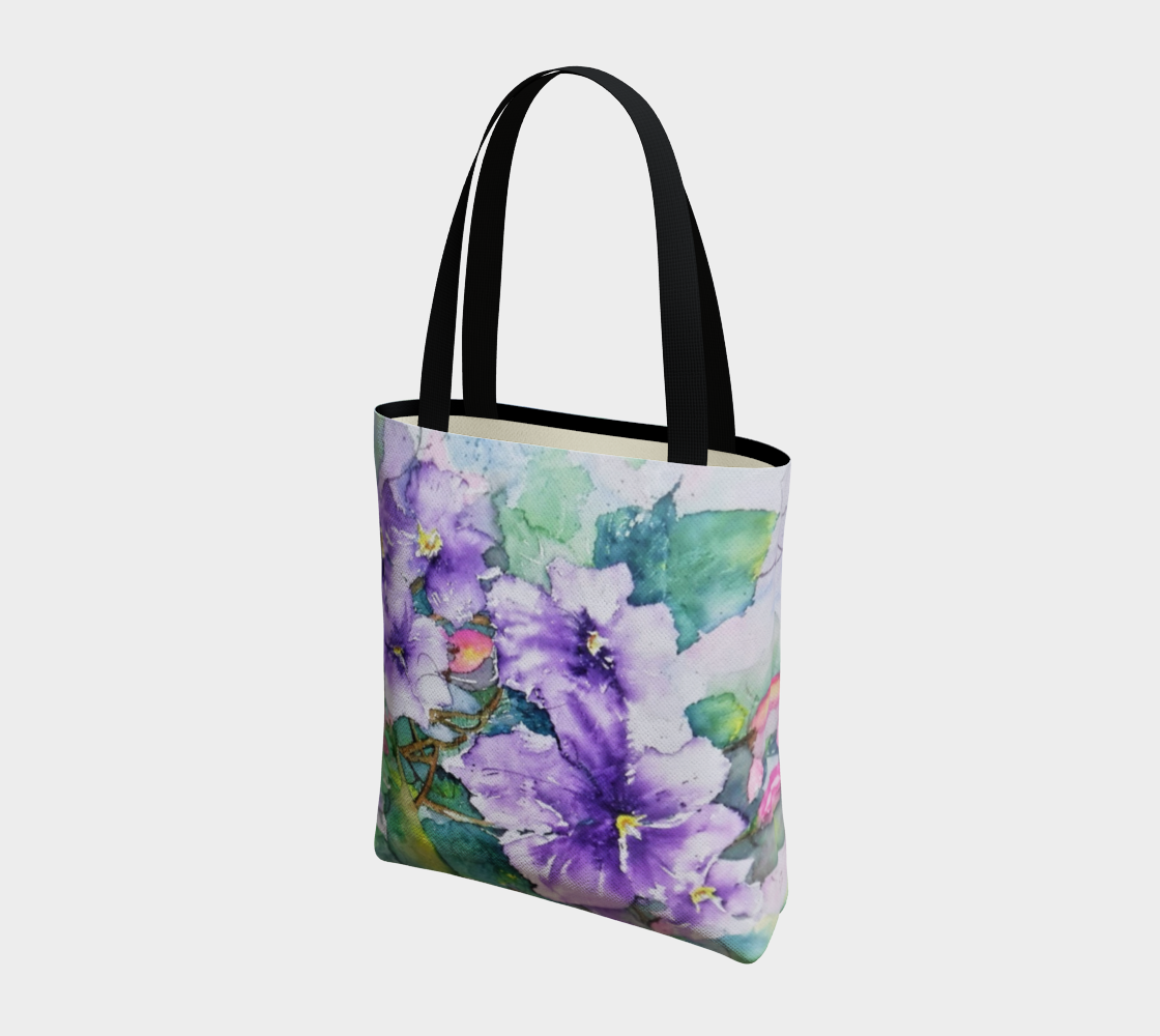 Vegan leather tote bag clematis
