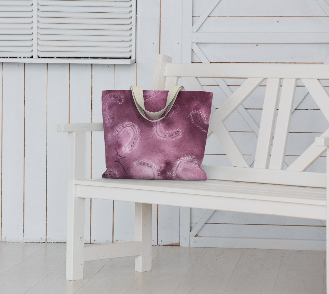 Large canvas tote bag hoofprints red - Artified