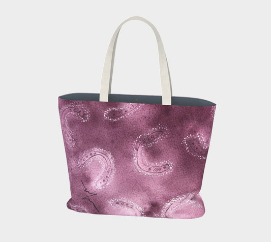 Large canvas tote bag hoofprints red - Artified